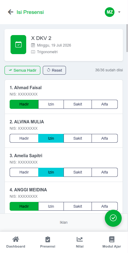Pencatatan Kehadiran